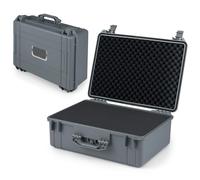 GYMAX Mallette Rigide pour Protection de Photo Pistolet Armes, Étanche et Anti-Poussière, avec Mousse Prédécoupée, Valise de Protection Portable avec Poignées et Loquet, 56 x 44 x 22 cm