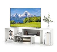 GYMAX Meuble TV de 2 Étagères Modulaires, Combinaison Libre, Meuble de Rangement et Banc TV 2-en-1, Convient pour TV32-60 Pouces, Capacité Maximale 50KG, pour Maison, Bureau, Librairie (Blanc)