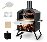 GYMAX Mini Four à Pizza d’Extérieur, Jambes Pliantes et Poignées Portables, Pelle à Pizza, 53 x 31 x 72 cm, Ventilateurs Ajustables