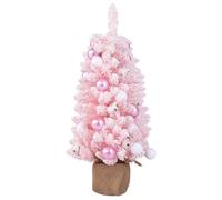 GYMAX Mini Sapin de Noël Artificiel 90 cm, Petit Sapin Décoratif avec Boules de Coton, Plante Artificielle en Pot, 163 Pointes de Branches, Idéal pour Décoration Intérieure, Maison, Bureau (Rose)
