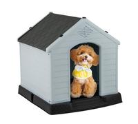 GYMAX Niche Chien en PP Résistante aux Intempéries, Bouches d'Aération, Piquet de Sol pour Stabiliser, Toite en Pente Contre Accumulation d'eau, Abri Chien Extérieur Intérieur (70 x 65 x 71,5cm)