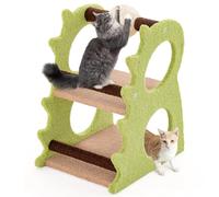 GYMAX Petit Arbre à Chat 58cm, Thème Dinosaure, Balle à Gratter Rotative en Sisal, Batons d'escalade, Revêtu de Peluche Teddy Douce, Plateforme pour Se Reposer, Tour pour Chatons