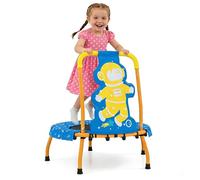 GYMAX Petit Trampoline Intérieur Extérieur pour Enfants 3 à 6 Ans, avec Poignée en Mousse, Tapis de Saut sans Entraves, Charge Max.80kg, Motif Ludique (Cosmonaute)