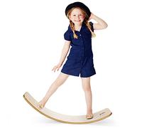 GYMAX Planche d'Équilibre 90×30 cm en Bois de Bouleau, Charge jusqu'à 220 kg, Balance Board avec Feutre, pour Enfants 3 Ans+ et Adultes, Planche Basculante pour Fitness, Yoga