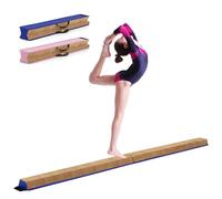 GYMAX Poutre de Gymnastique en PU Pliable pour Enfants 240 cm | Poutre d'Équilibre Portable avec Structure Trapezoïdale et Poignées, Débutants et Athlètes Professionnels