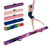 GYMAX Poutre Gymnastique Pliable 240 cm, Revêtement Antidérapant, Structure en Pin, Poignée de Transport, Sol en Mousse Extra-Ferme, pour Entraînement à l'Équilibre pour Les Tout-Petits (Étoile)