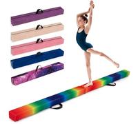 GYMAX Poutre Gymnastique Pliable 240 cm, Revêtement Antidérapant, Structure en Pin, Poignée de Transport, Sol en Mousse Extra-Ferme, pour Entraînement à l'Équilibre pour Les Tout-Petits (Multicolore)