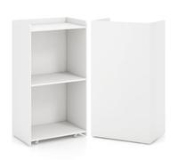 GYMAX Pupitre Mobile avec 2 Étagères et roulettes Verrouillables, Chaire pour Église, Table Haute avec Butées, Comptoir d'accueil pour Salle de Classe, Restaurant, Séminaire, 57 x 37 x 105 cm (Blanc)