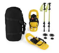 GYMAX Raquettes à Neige pour Enfants, avec Bâtons de Randonnées de Longueur Réglables en Aluminium, Panier à Neige à Boue Fournis, Semelle Crantée, Sac de Transport, Charge Max.35kg