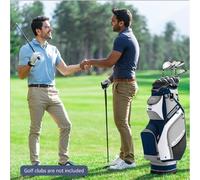 GYMAX Sac Chariot de Golf avec Capuchon de Pluie, Sac de Golf Portable avec 14 Divisions et 7 Poches à Termeture Éclair, Bleu