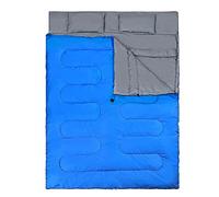 GYMAX Sac de Couchage Adulte 220 x 150 cm, Séparable pour 2 Personnes avec Oreillers, 2 Modes d'Utilisation, Pratique avec Fermetures Éclairs, Design Léger et Étanche, pour Camping, Randonnée (Bleu)