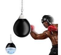 GYMAX Sac de Frappe à Eau Suspendu, avec Chaîne Métallique 100cm, Réglable Boucles, Sac d'eau de Boxe, Plus Sûr Moins Bruits, Convient pour Enfants et Adolescents(Noir)