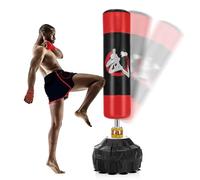 GYMAX Sac de Frappe sur Pied 178 cm, Matériaux Multicouche, Base à 12 Ventouses, avec Amortisseur, Sac de Boxe avec Autoportant pour Soulager Le Stress, Entraînement Corporel, Entraînement de Boxe