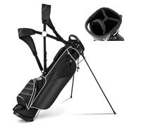 GYMAX Sac de Golf léger avec 4 Poches et 3 Compartiments Noir