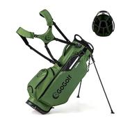 GYMAX Sac de Golf Trépied avec 8 Séparateurs, 5 Poches de Rangement à Fermeture Éclair, Léger Portable avec Double Bandoulière Réglable, Housse de Pluie, Porte-Parapluie, pour Femmes Hommes (Vert)