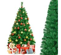GYMAX Sapin de Noël 150cm Artificiel, Installation Facile en 2 Sections, Apparence Réaliste avec Branches Denses, Stable avec Base Métallique, pour Intérieur Extérieur Maison Magasin, Vert