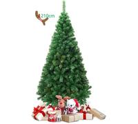 GYMAX Sapin de Noël 210 CM avec Suspension Automatique de 950 Branches & Corps Amovible & Base Pliable, Grand Espace pour