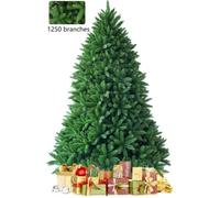 GYMAX Sapin de Noël Artificiel 180 CM avec Support en Métal, Décoration avec 1250 Branches en PVC, pour Intérieur & Extérieur, Vert