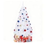 GYMAX Sapin de Noël Artificiel Blanc 150cm, Installation Facile en 2 Sections, Apparence Réaliste avec Branches Denses, Stable avec Base Métallique, pour Intérieur Extérieur Maison Magasin