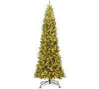 GYMAX Sapin de Noël Artificiel Lumineux Extra Grand 360cm, 1030 Lumières LED Blanc Chaud, 2536 Branches Vertes, Base Métallique, Décoration de Fête pour Intérieur Extérieur Place Magasin Hôtel