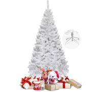 GYMAX Sapin de Noël Blanc 210 CM, avec 950 Branches à Suspension Automatique, Corps Amovible & Base Pliable, Décoration festive