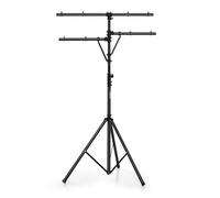 GYMAX Support d'Éclairage à Bras Multiples, Support Jeux de Lumière DJ, avec Hauteur Réglable de 186 cm à 351 cm, Trépied Stable, Barre en T, pour Concerts, Théâtres, Fêtes, Bars