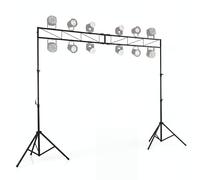 GYMAX Support d'Éclairage de Lumières, Hauteur Réglable 140-265cm, avec 12 Points de Fixation, Pieds pour Projecteurs de Scène en Métal Robuste, pour DJ, Fête, Spectacle, Concert