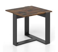 GYMAX Table Basse en Bois, Style Industriel avec Structure Métallique en Forme de T, Pieds Antidérapants, Table d'Appoint Carrée pour Canapé, Chambre à Coucher, Salon, 50 x 50 x 50 cm