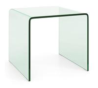GYMAX Table Basse en Verre Trempé, Table d'Appoint Transparente avec Bords Courbe, Patins Antidérapants, Facile à Nettoyer, Design Moderne. pour Salon, Chambre, Bureau