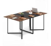 GYMAX Table de Conférence pour 6-8 Personnes, avec 2 Passe-Câbles, Style Industriel, Grande Table Rectangulaire pour Salle de Réunion, Salle de Conseil, Bureau 180 x 100 cm