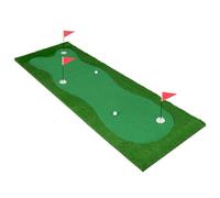 GYMAX Tapis de Frappe de Golf, Tapis d'Entraînement de Golf Professionnel 3 x 1 m, 2 Balles de Golf, 3 Tasses de Golf, 3 Couvercles de Trous, 3 Drapeaux, pour Intérieur et Extérieur