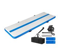 GYMAX Tapis de Gymnastique Gonflable 300 x 100 x 10 cm, Piste Gonflable de Tumbling, avec Pompe Pratique, Sac de Transport, Air Track pour Exercice, Entraînement, Fitness, Yoga, Danse (Bleu)