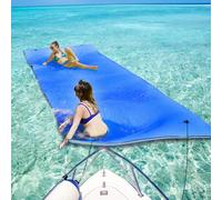 GYMAX Tapis Flottant d’Eau en Mousse XPE Résistant aux Déchirures, Matelas Flottant avec Oreiller Roulant & Cordon Élastique, Coussin Flottant Convient pour Piscines, Mers, Lacs (Bleu)