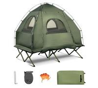 GYMAX Tente de Camping 2 Personnes avec Matelas et Oreillers Gonflables & Pompe à Pied & Sac à roulettes, Lit de Camping Imperméable, Acceccoires Complets, Installation Facile