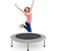 GYMAX Trampoline de Fitness Pliable 97CM, Mini Trampoline pour Adultes et Enfants, Tapis de Saut de Haute Élasticité, Pieds Antidérapants, Charge 150KG (Argenté)