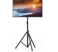 GYMAX Trépied Support TV pour Écran 21''-47'', Réglable en 5 Hauteur 140-204CM, Support Inclinable à 45° et Pliable, Charge 35 kg