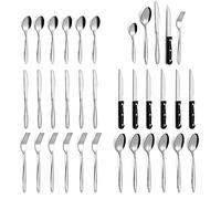 Gymdin Couverts de Table, Service de Table 6 Personnes, Couvert en acier inoxydable avec couteau à steak, Set de couverts et moderne pour la maison/la fête/le restaurant, lavable au lave-vaisselle