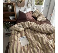 GYMIGE Parure de lit à Carreaux Bleus mélangés avec du Coton lavé Minimaliste, draps-Housses Plats, Housse de Couette et taie d'oreiller