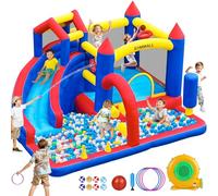 GYMMALL Chateau Gonflable Exterieur pour Enfants, Structure Gonflable avec Toboggan, Souffleur, Trampoline pour Intérieur, Château Gonflable pour Chambre, Jardin, Fêtes ou Parc