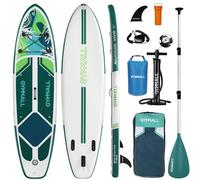 GYMMALL Paddle Gonflable Adulte, Paddle Gonflable Stand Up Sup pour Adultes & Jeunes de Tous Niveaux de Compétence, Large & Deck Antidérapant pour Paddle Gonflable avec Accessoires Premium et Sac