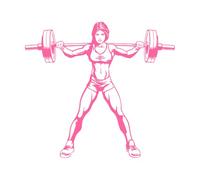 Gymnastique Femmes Haltères Musculation Muscles Féminins Flexion Centre de Fitness Exercice Stickers muraux en PVC 72x79.2cm Fourni avec un kit de film de transfert Rose