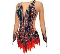 Gymnastique Rythmique Justaucorps WOME’s Girls Haute élasticité Professioal Comppetitio Skatig Wear sans Manches Respirant, Red, L