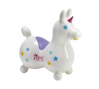 Gymnic Rody Licorne Magique Blanc Gonflable à chevaucher pour Les Enfants de 3 Ans et Plus, Jeu Dynamique et Stimulant pour développer l'équilibre, la Coordination et la motricité