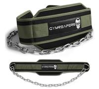 Gymreapers Ceinture de Trempette avec Chaînes pour Haltérophilie, Tractions, Dips - Chaînes en Acier pour Entraînement de Musculation (Ranger Vert)