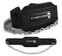 Gymreapers Ceinture d'entraînement avec chaîne pour haltérophilie, tractions et dips - Chaîne en Acier Robuste pour entraînement de Poids supplémentaire (Noir)