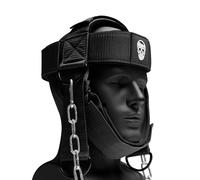 Gymreapers Harnais de cou, améliore la force du cou et réduit les douleurs cervicales - Entraîneur de cou avec chaîne en acier inoxydable robuste de 73,7 cm, sangle en néoprène réglable, harnais de