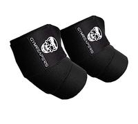 Gymreapers Paire de bandages de coude pour haltérophilie - Sangle de compression flexible de 101,6 cm et support articulaire - Pour développé couché, dynamophilie et pression (noir)