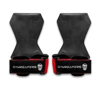 Gymreapers Paire de poignées d'haltérophilie pour levage lourd, soulevé de terre, rangées, tractions, avec poignets rembourrés en néoprène et gants ou sangles en caoutchouc solides pour musculation 100%, Rouge, Small