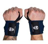 Gymreapers Poignets d'haltérophilie (qualité compétition) 18" de qualité Professionnelle avec Boucle de Pouce renforcée - Meilleure enveloppe pour l'haltérophilie et la Musculation (Marine, 18")