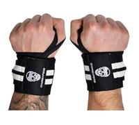 Gymreapers Poignets d'haltérophilie (qualité compétition) Poignets de 18 Pouces de qualité Professionnelle avec Boucle de Pouce renforcée - Meilleure enveloppe pour l'haltérophilie (Blanc, 18")